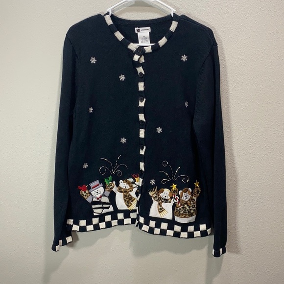 KB & Company ugly Christmas sweater cardigan polar‎ bear - Picture 1 of 7